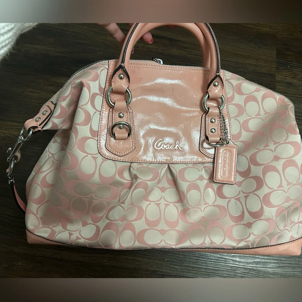 COACH ASHLEY PEONY PINK SIGNATURE CARRYALL HANDBAG SHOULDER BAG PURSE - Picture 1 of 16